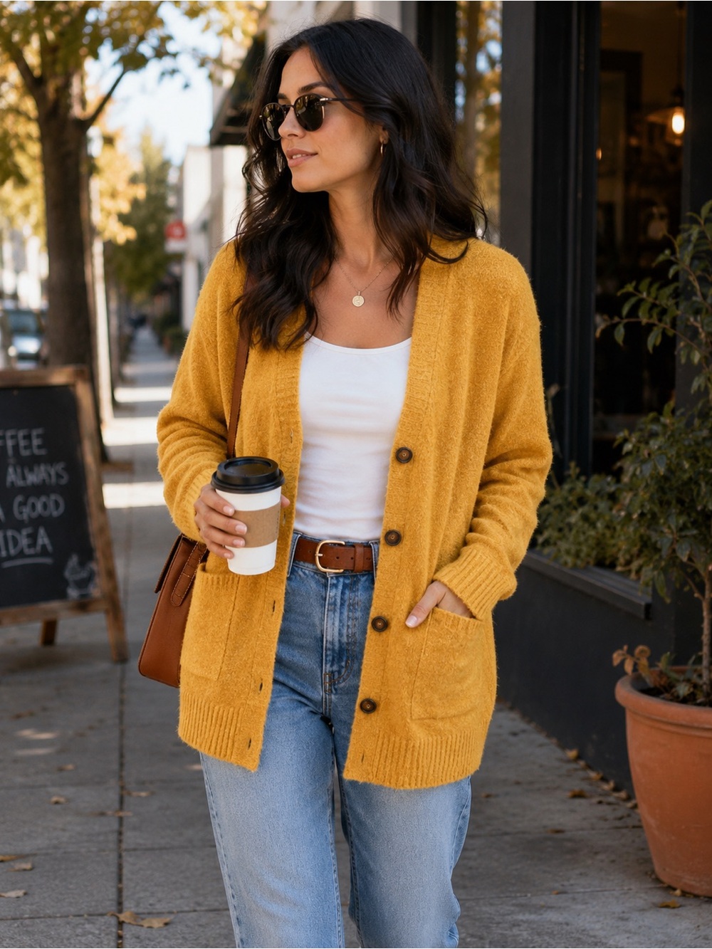 Women’s Eileen Fisher mustard Cardigan